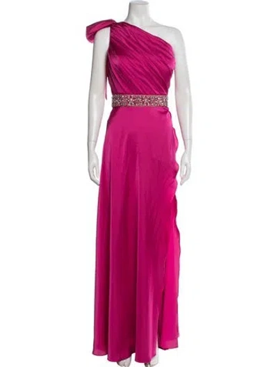 Pre-owned Mac Duggal One-shoulder Long Dress In Pink