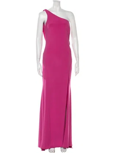 Pre-owned Mac Duggal One-shoulder Long Dress In Pink