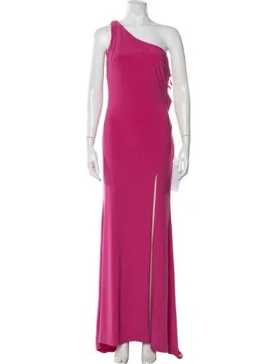 Pre-owned Mac Duggal One-shoulder Long Dress In Pink