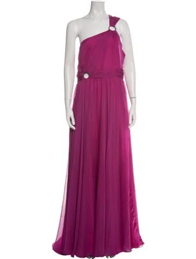 Pre-owned Mac Duggal One-shoulder Long Dress In Pink