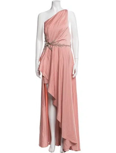 Pre-owned Mac Duggal One-shoulder Long Dress In Pink