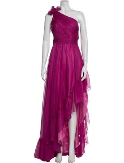 Pre-owned Mac Duggal One-shoulder Long Dress In Pink