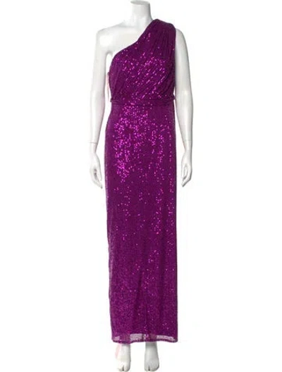 Pre-owned Mac Duggal One-shoulder Long Dress In Purple