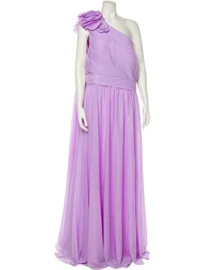 Pre-owned Mac Duggal One-shoulder Long Dress In Purple