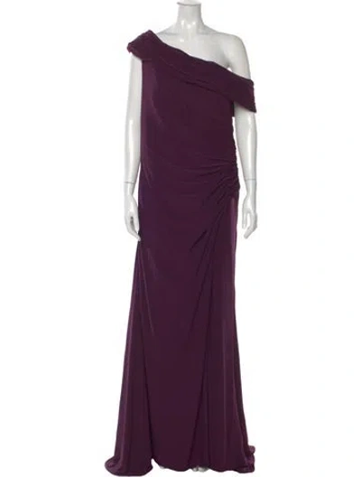 Pre-owned Mac Duggal One-shoulder Long Dress In Purple