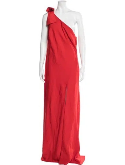 Pre-owned Mac Duggal One-shoulder Long Dress In Red