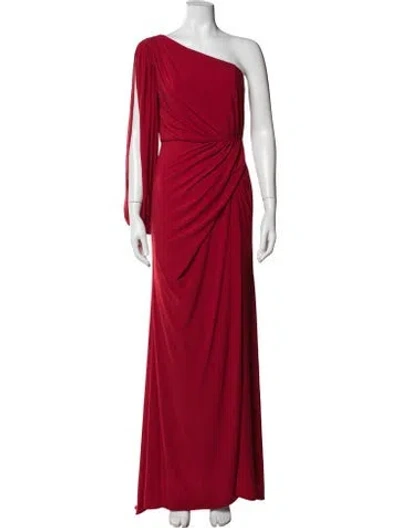 Pre-owned Mac Duggal One-shoulder Long Dress In Red