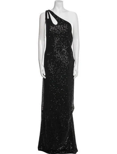 Pre-owned Mac Duggal One-shoulder Long Dress W/ Tags In Black