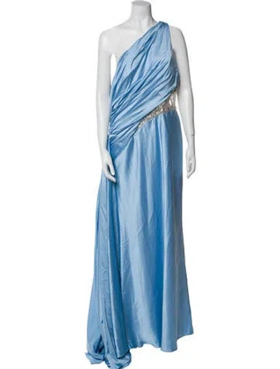 Pre-owned Mac Duggal One-shoulder Long Dress W/ Tags In Blue