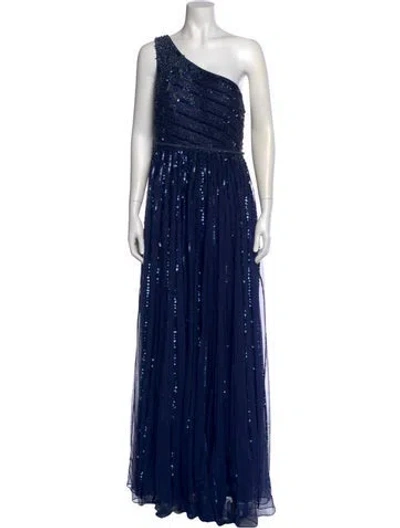 Pre-owned Mac Duggal One-shoulder Long Dress W/ Tags In Blue