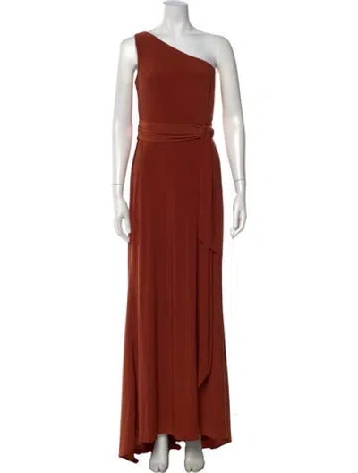 Pre-owned Mac Duggal One-shoulder Long Dress W/ Tags In Brown/orange