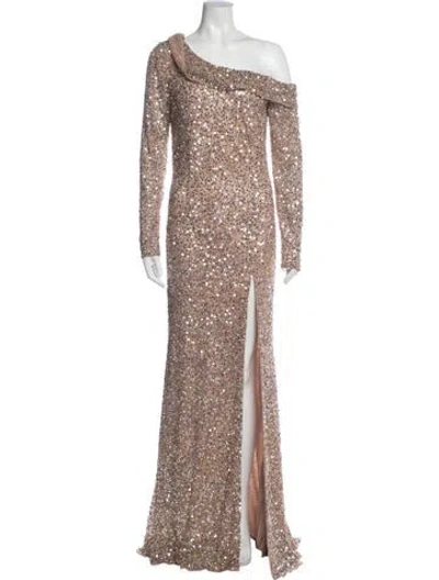 Pre-owned Mac Duggal One-shoulder Long Dress W/ Tags In Gold