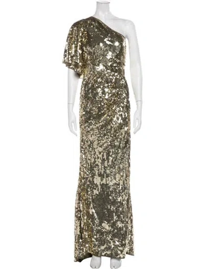 Pre-owned Mac Duggal One-shoulder Long Dress W/ Tags In Gold