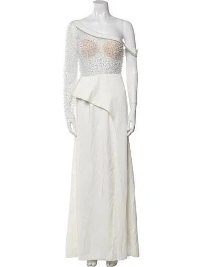 Pre-owned Mac Duggal One-shoulder Long Dress W/ Tags In Neutral