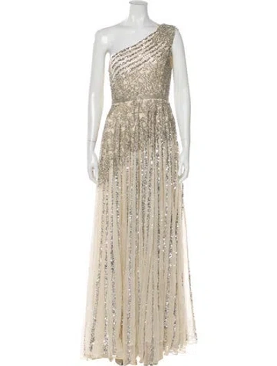 Pre-owned Mac Duggal One-shoulder Long Dress W/ Tags In Neutral