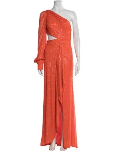 Pre-owned Mac Duggal One-shoulder Long Dress W/ Tags In Orange