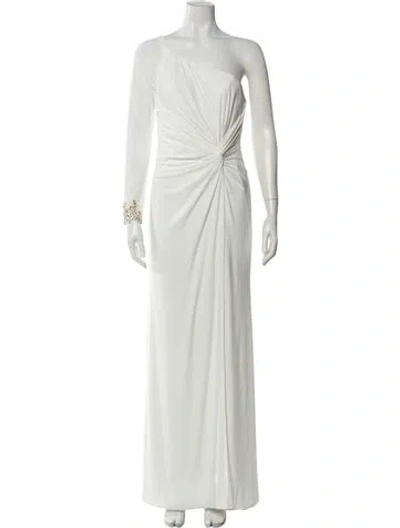 Pre-owned Mac Duggal One-shoulder Long Dress W/ Tags In White