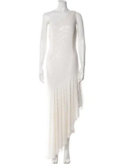 Pre-owned Mac Duggal One-shoulder Long Dress W/ Tags In White