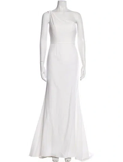 Pre-owned Mac Duggal One-shoulder Long Dress W/ Tags In White