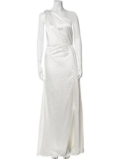 Pre-owned Mac Duggal One-shoulder Long Dress W/ Tags In White