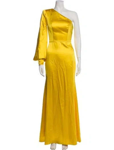 Pre-owned Mac Duggal One-shoulder Long Dress W/ Tags In Yellow