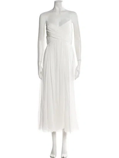 Pre-owned Mac Duggal One-shoulder Long Dress In White