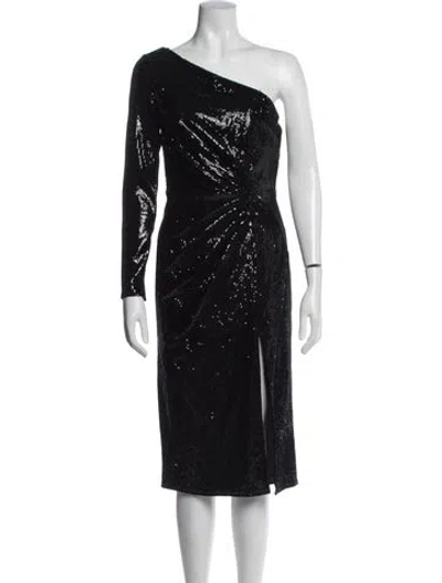 Pre-owned Mac Duggal One-shoulder Midi Length Dress In Blue