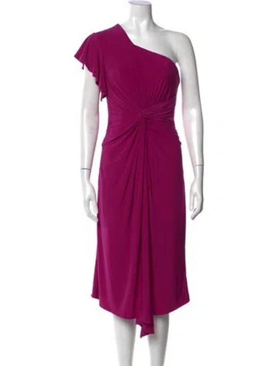 Pre-owned Mac Duggal One-shoulder Midi Length Dress In Pink