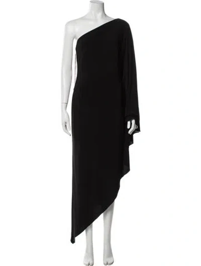 Pre-owned Mac Duggal One-shoulder Midi Length Dress W/ Tags In Black