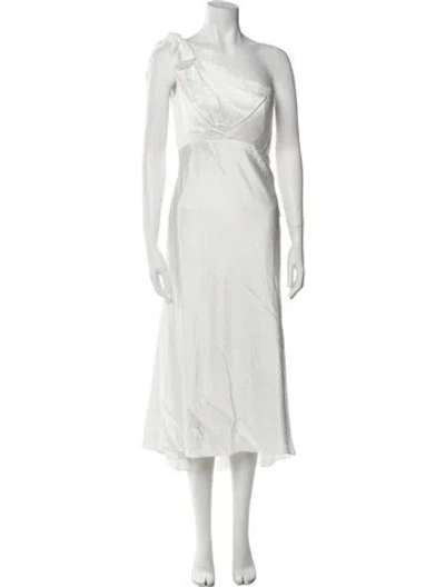 Pre-owned Mac Duggal One-shoulder Midi Length Dress W/ Tags In Neutral