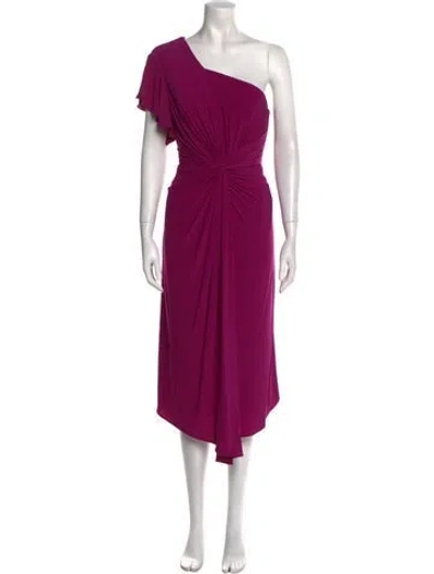 Pre-owned Mac Duggal One-shoulder Midi Length Dress W/ Tags In Purple