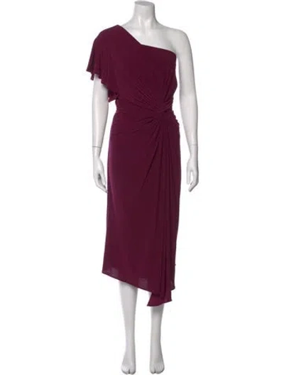 Pre-owned Mac Duggal One-shoulder Midi Length Dress W/ Tags In Purple