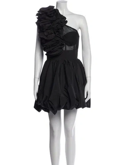 Pre-owned Mac Duggal One-shoulder Mini Dress In Black