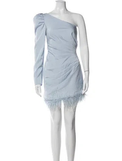 Pre-owned Mac Duggal One-shoulder Mini Dress In Blue