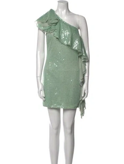 Pre-owned Mac Duggal One-shoulder Mini Dress In Green