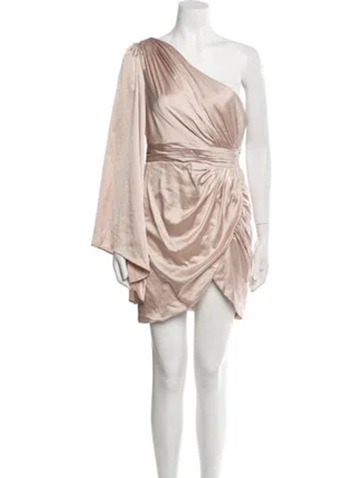 Pre-owned Mac Duggal One-shoulder Mini Dress In Neutral