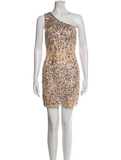 Pre-owned Mac Duggal One-shoulder Mini Dress In Neutral