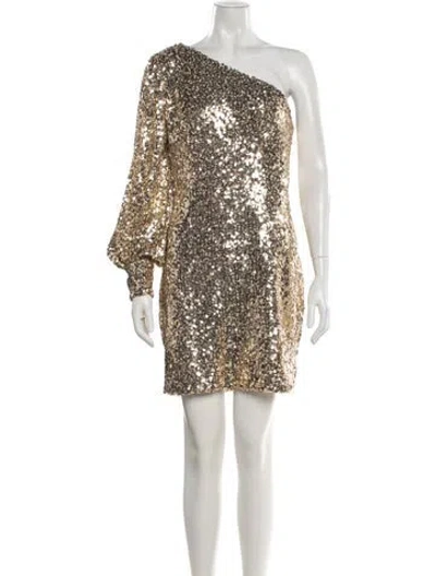 Pre-owned Mac Duggal One-shoulder Mini Dress In Neutral