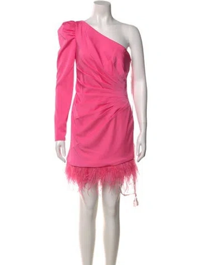 Pre-owned Mac Duggal One-shoulder Mini Dress In Pink
