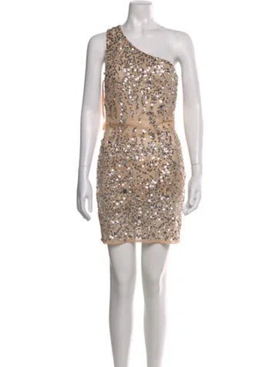 Pre-owned Mac Duggal One-shoulder Mini Dress W/ Tags In Neutral