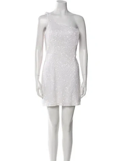 Pre-owned Mac Duggal One-shoulder Mini Dress In White