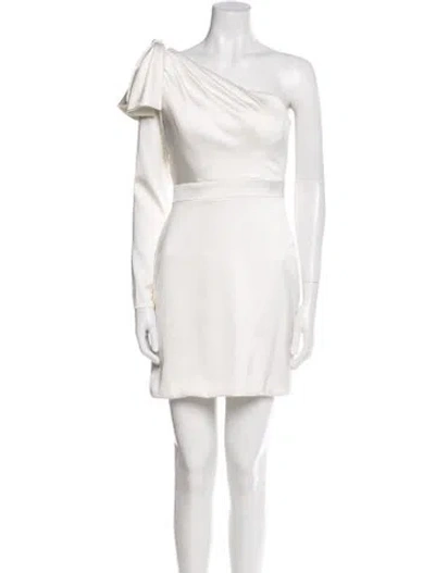 Pre-owned Mac Duggal One-shoulder Mini Dress In White