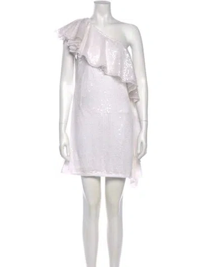 Pre-owned Mac Duggal One-shoulder Mini Dress In White