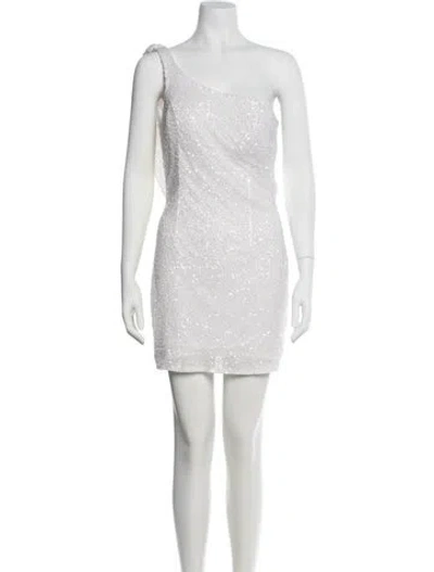 Pre-owned Mac Duggal One-shoulder Mini Dress In White
