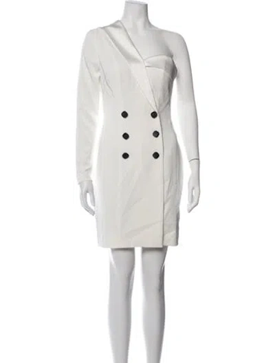 Pre-owned Mac Duggal One-shoulder Mini Dress In White