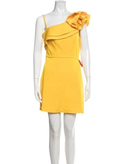 Pre-owned Mac Duggal One-shoulder Mini Dress In Yellow