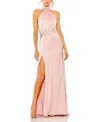 Mac Duggal Open Back High Neck Side Ruched Gown