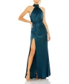 MAC DUGGAL OPEN BACK HIGH NECK SIDE RUCHED GOWN