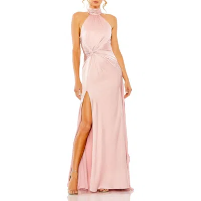 MAC DUGGAL MAC DUGGAL OPEN BACK HIGH NECK SIDE RUCHED GOWN