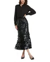 Mac Duggal Paillette Sequin Midi Skirt In Black